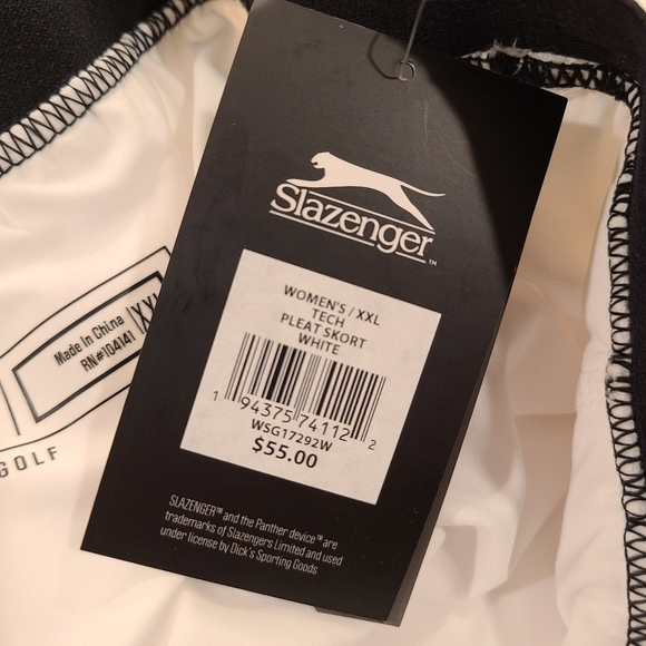 Slazenger Tech Pleated Skort in White with Black Waistband, Size XXL - Picture 11 of 11